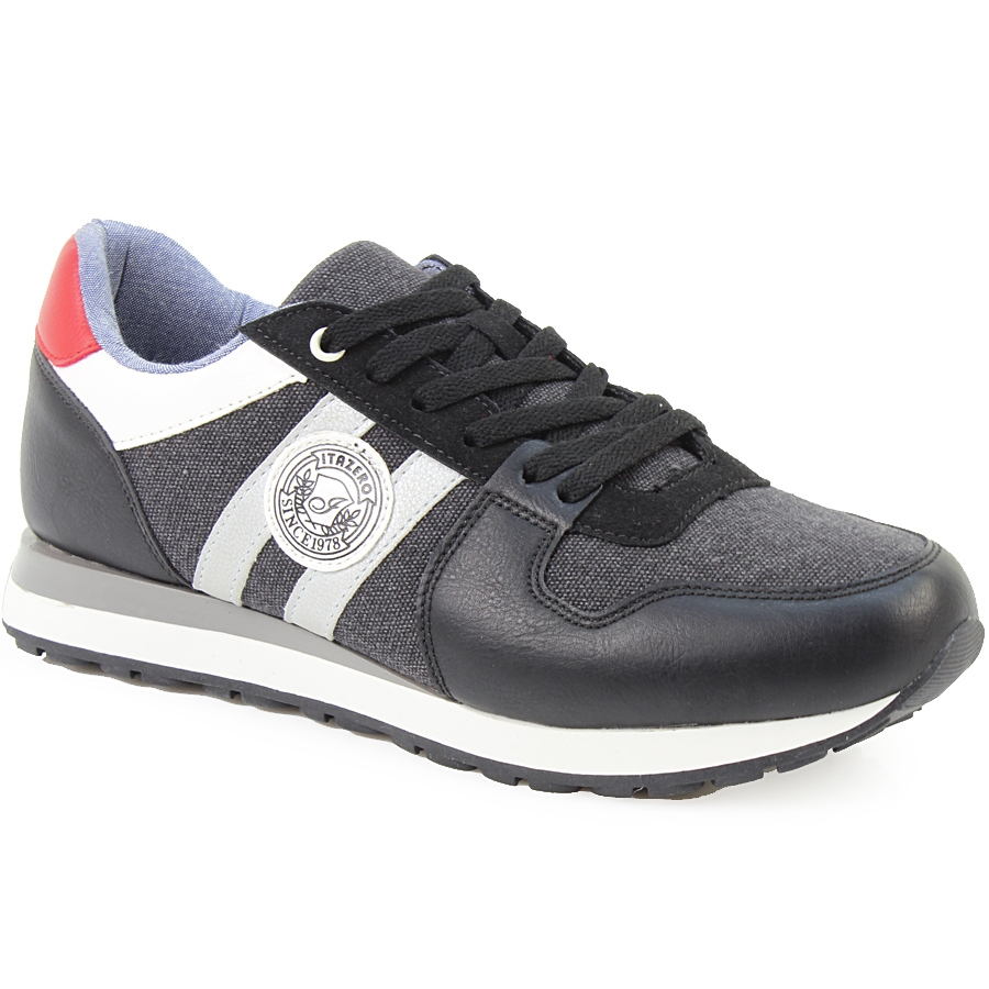 Ανδρικά sneakers με στάμπα και ρίγες Μαύρο