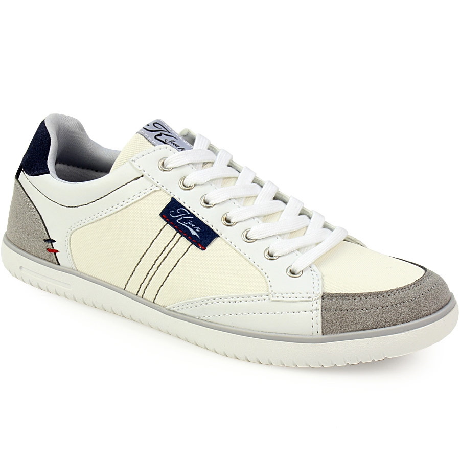 Ανδρικά sneakers δίχρωμα με γαζιά Λευκό