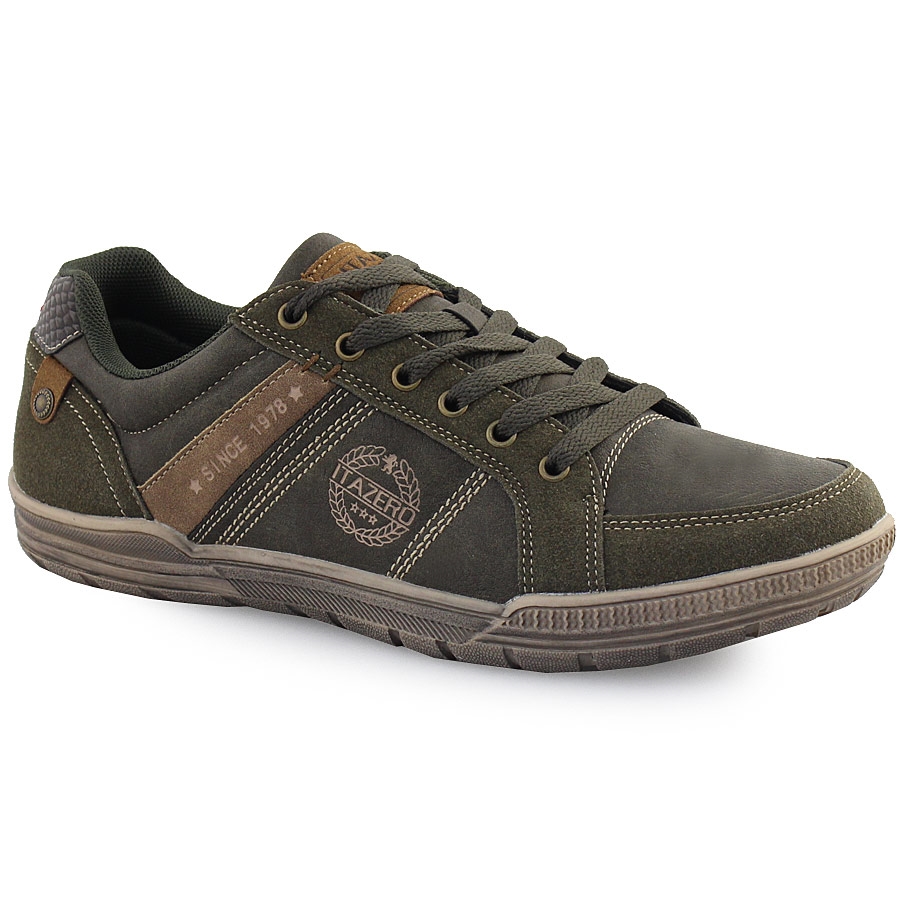 Ανδρικά sneakers με διακοσμητικά γαζιά και λεπτομέρειες Λαδί