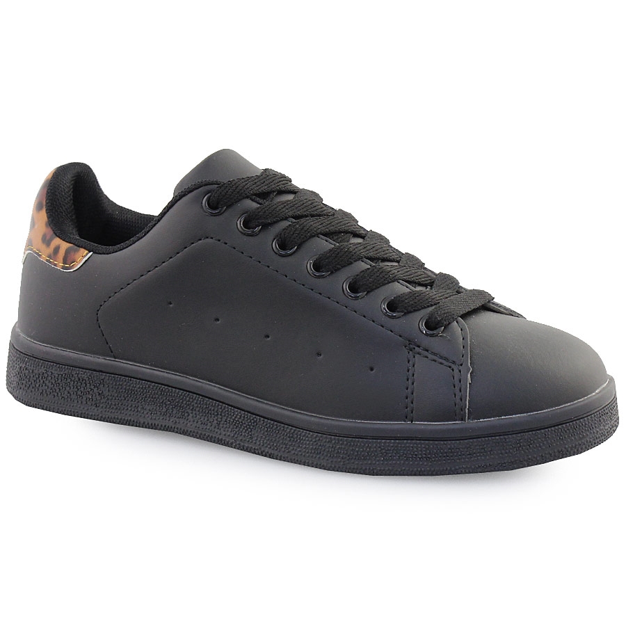 Γυναικεία sneakers με λεοπάρ λεπτομέρειες Μαύρο