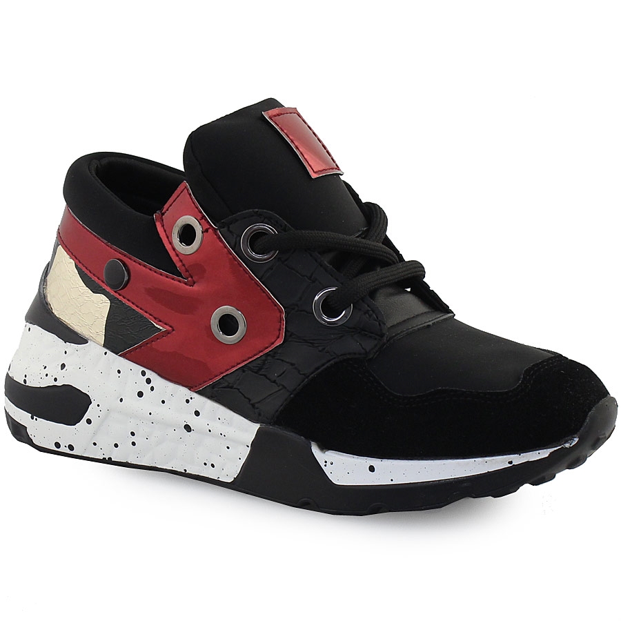 Γυναικεία sneakers πολύχρωμα με μεταλιζέ λεπτομέρεια Μαύρο