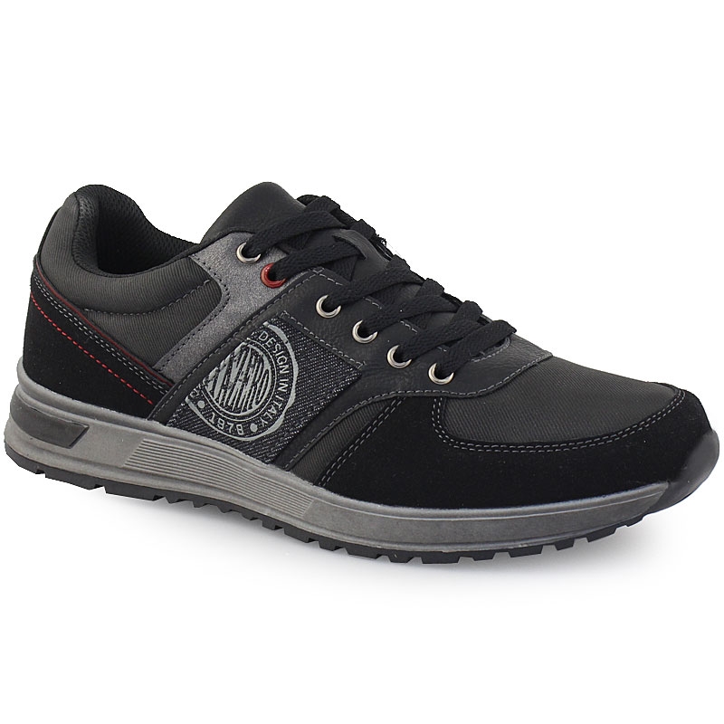 Ανδρικά sneakers με jean λεπτομέρεια Μαύρο