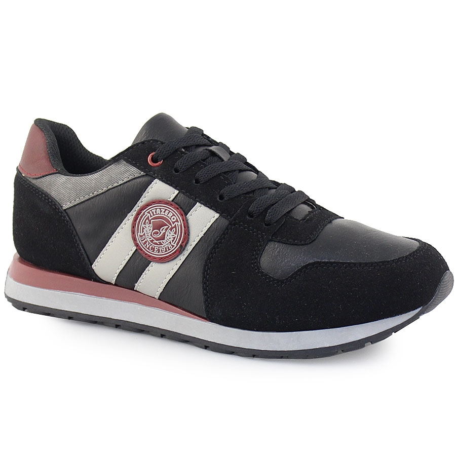 Ανδρικά sneakers με διπλή λωρίδα στο πλάι Μαύρο