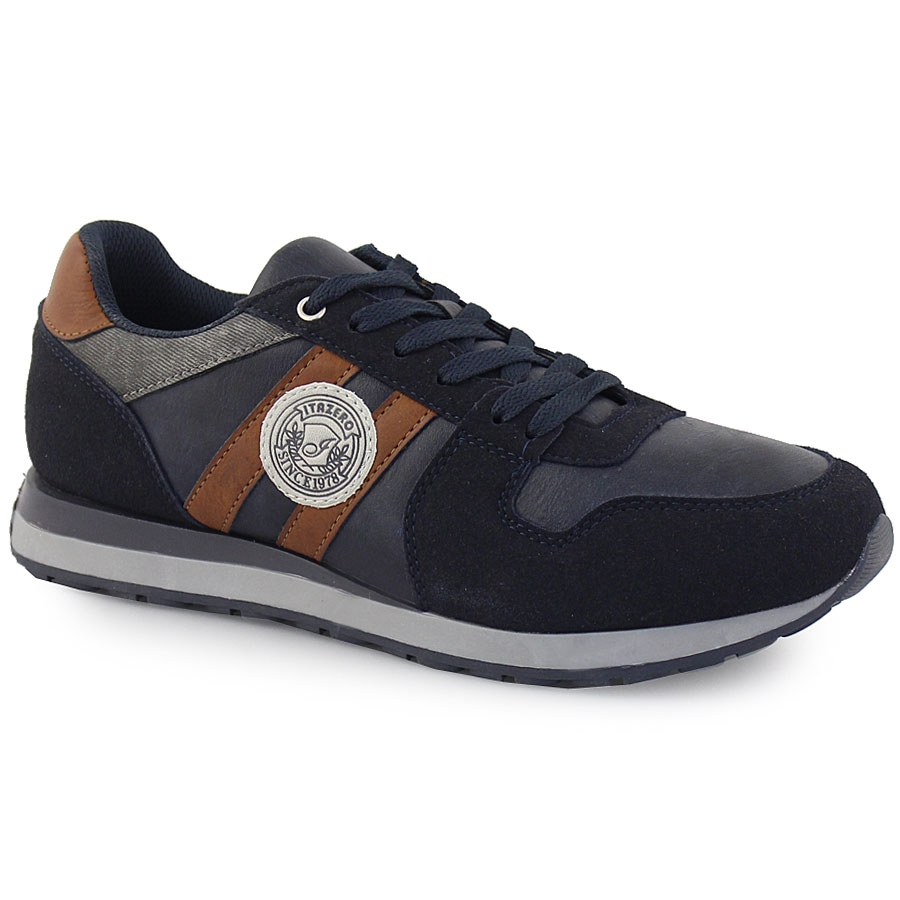 Ανδρικά sneakers με διπλή λωρίδα στο πλάι Μπλε