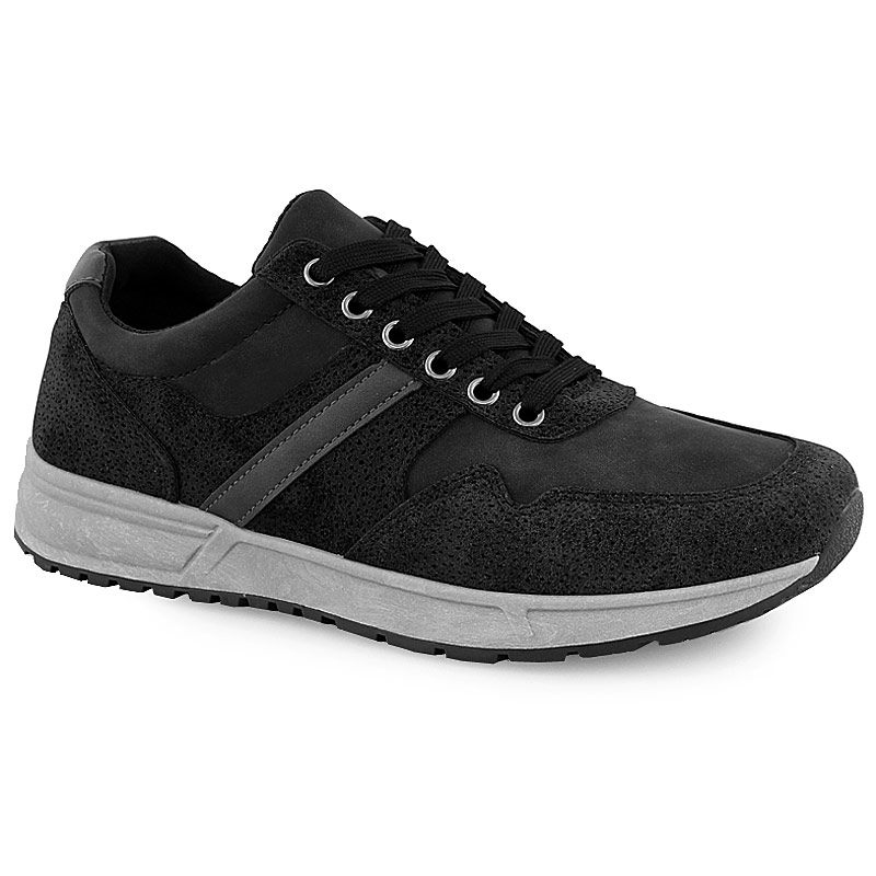 Ανδρικά sneakers με γκρι λεπτομέρεια Μαύρο