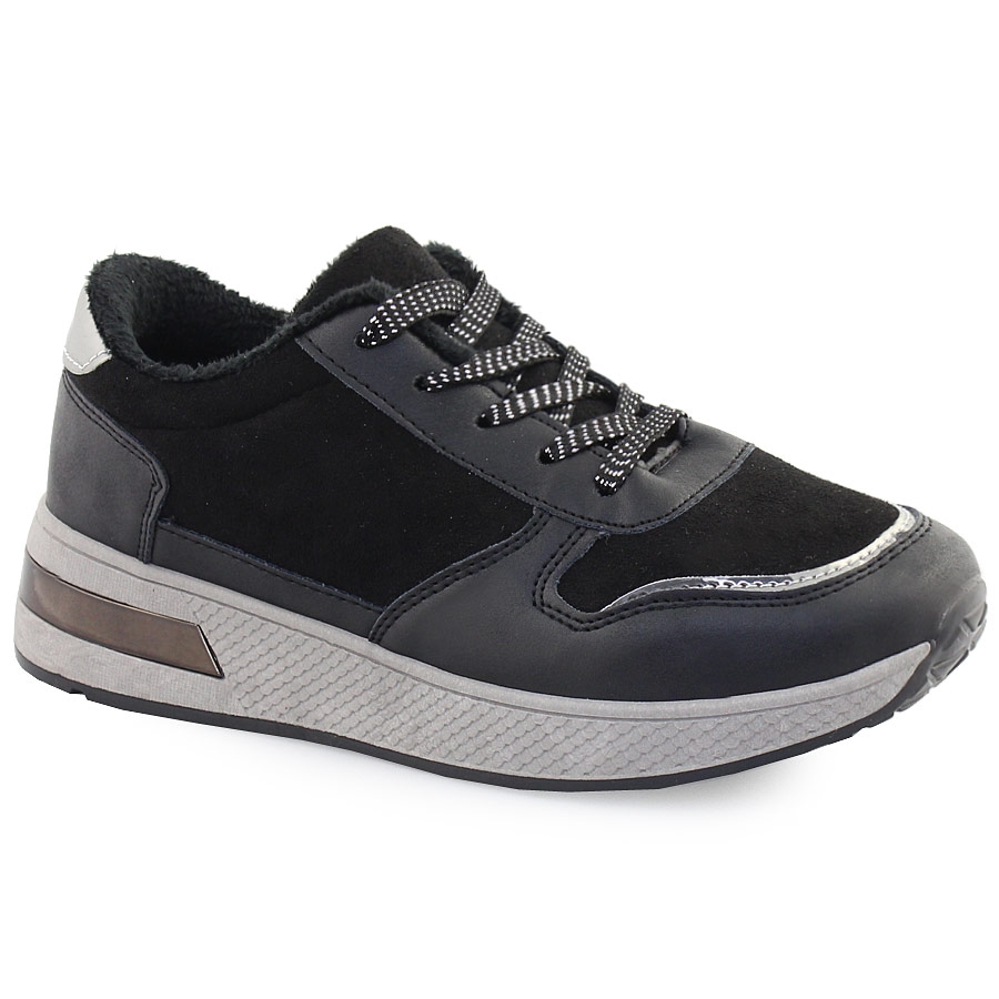 Γυναικεία sneakers με μεταλιζέ λεπρομέρειες Μαύρο