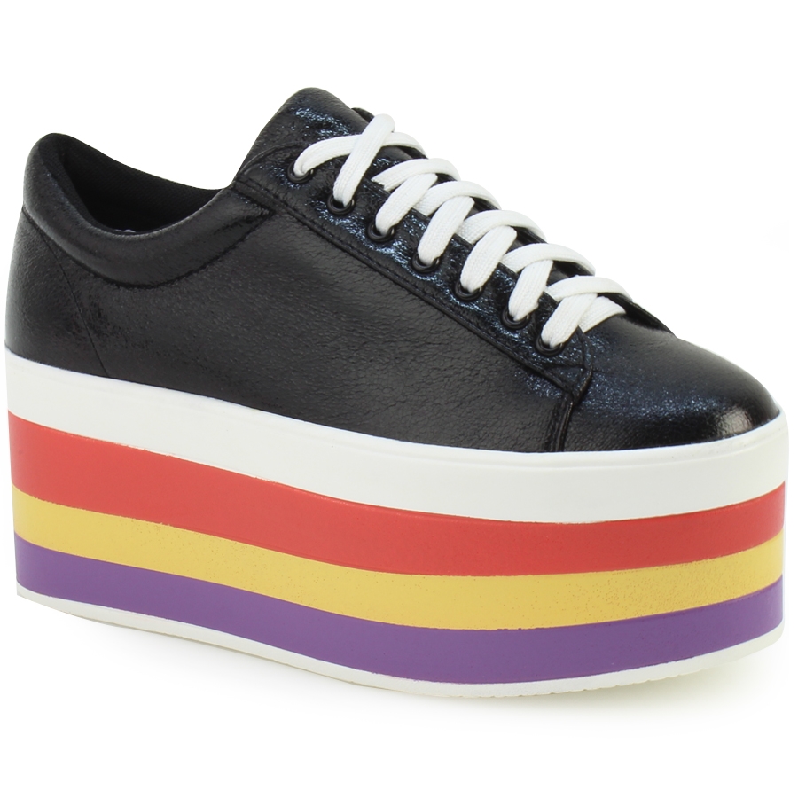 Γυναικεία sneakers με πολύχρωμη σόλα Μαύρο