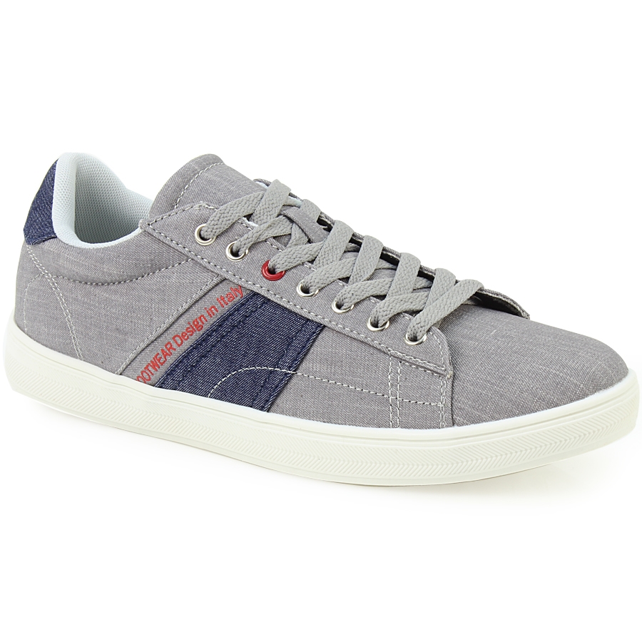 Ανδρικά sneakers με τζιν ύφασμα και λευκή σόλα Γκρι