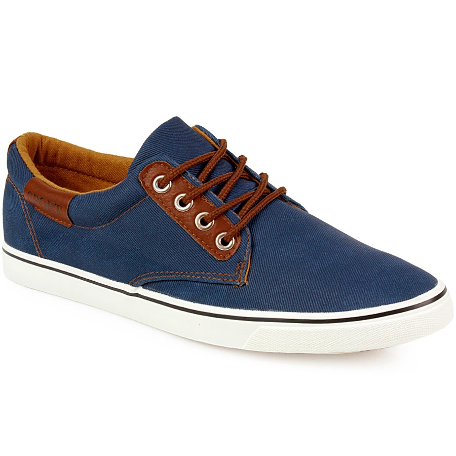 Ανδρικά sneakers δίχρωμα με κορδόνια Μπλε