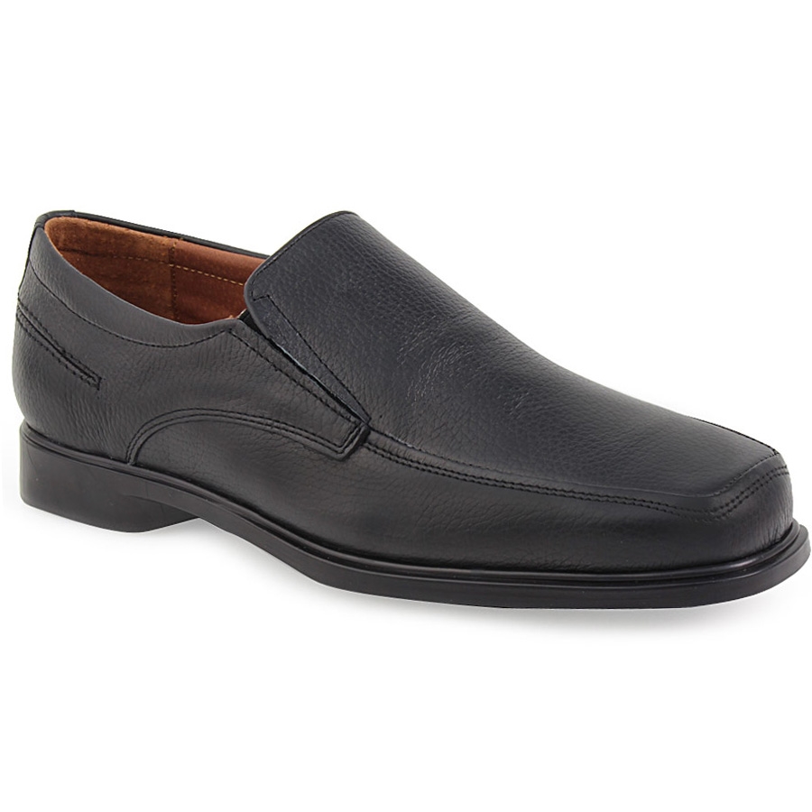Ανδρικά loafers δερμάτινα σε απλή γραμμή Μαύρο