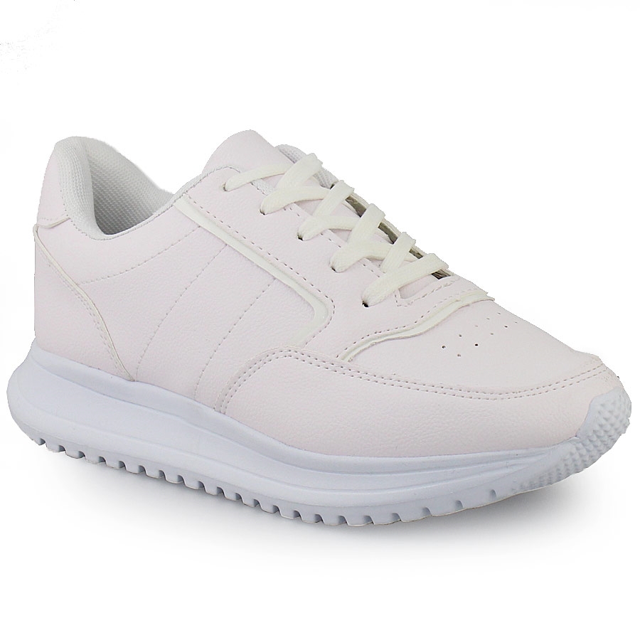 Γυναικεία sneakers μονόχρωμα με τρακτερωτή σόλα Λευκό