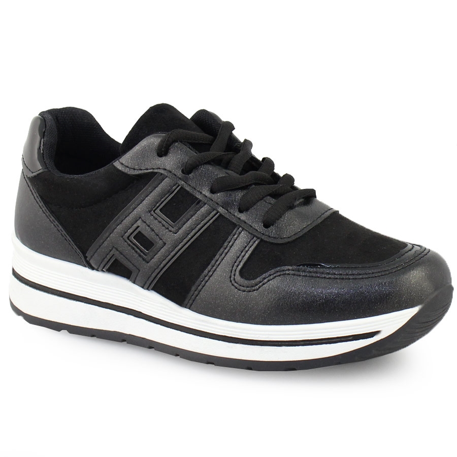 Γυναικεία sneakers με ρίγα στη σόλα Μαύρο