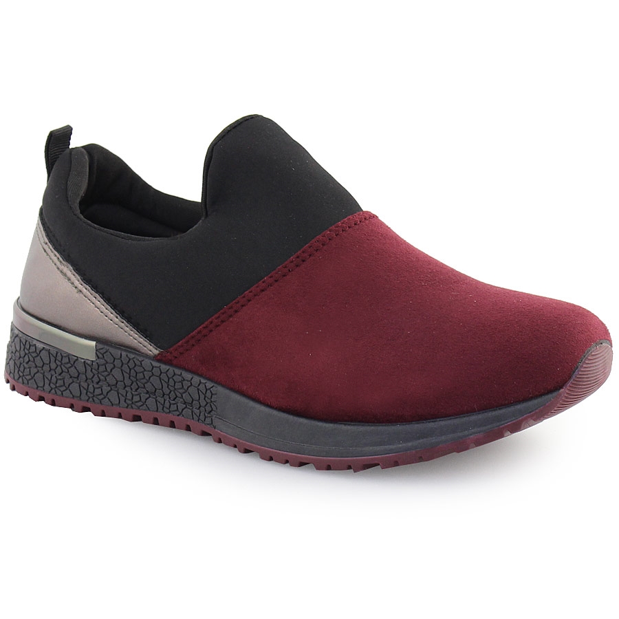 Γυναικεία sneakers με μεταλιζέ λεπτομέρεια και σχέδια στη σόλα Μπορντώ
