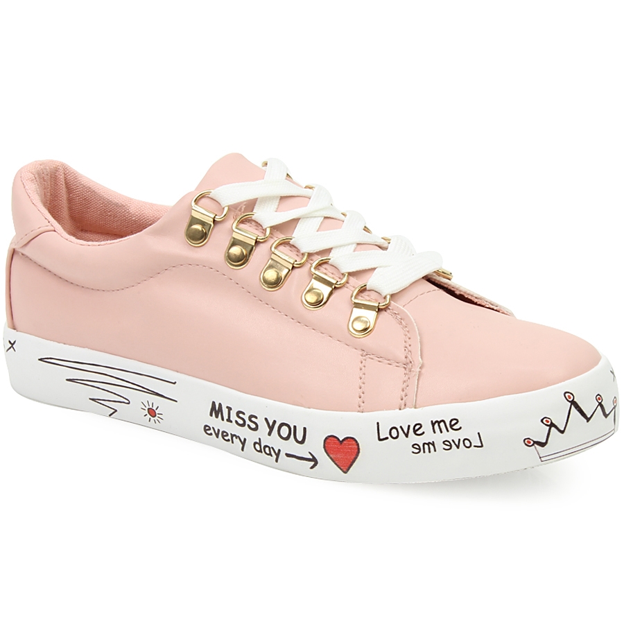 Γυναικεία sneakers με σχέδια στη σόλα Ροζ