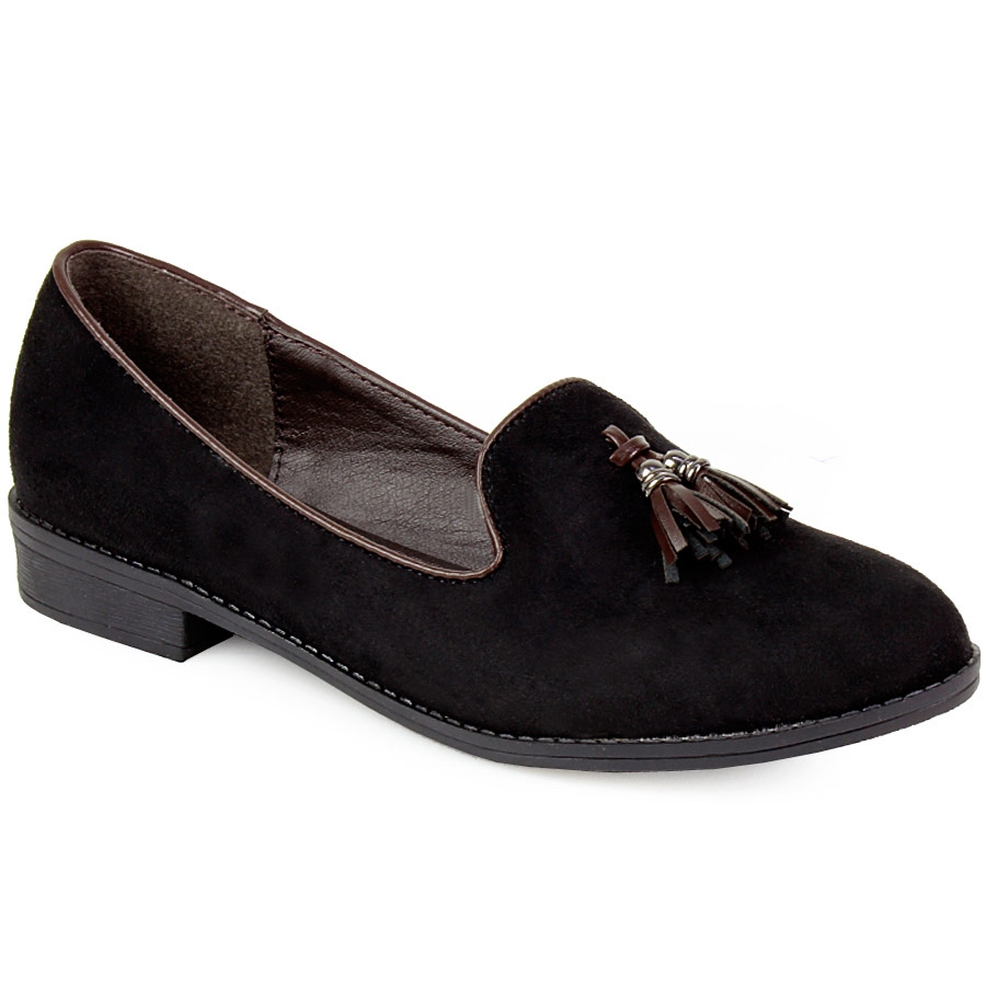 Γυναικεία loafers με κροσσάκια Μαύρο