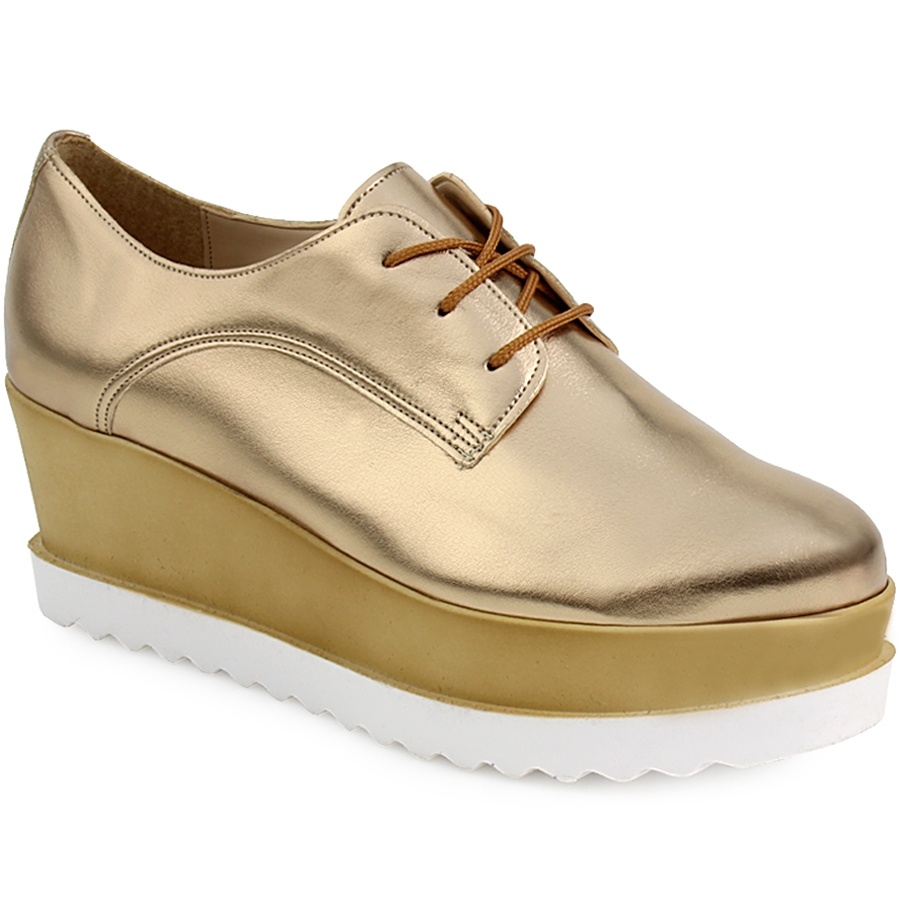 Γυναικεία loafers με δίχρωμη σόλα Μπρονζέ