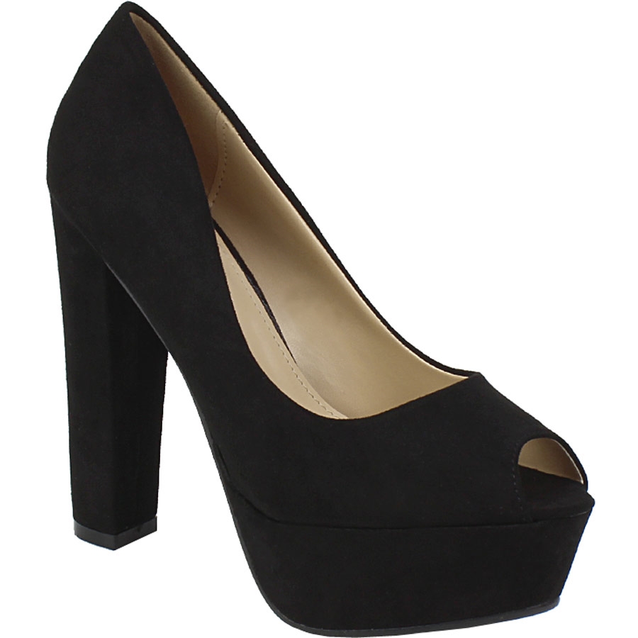Γυναικείες γόβες peep-toe με φιάπα Μαύρο