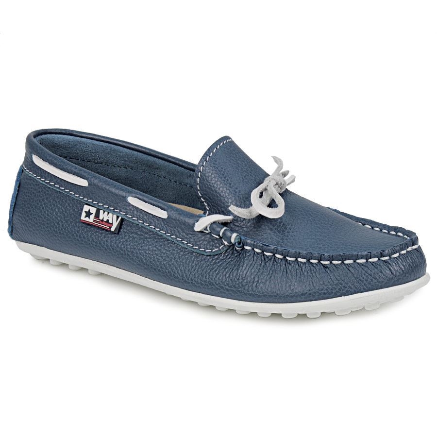 Δερμάτινα loafer με κορδόνι Μπλε