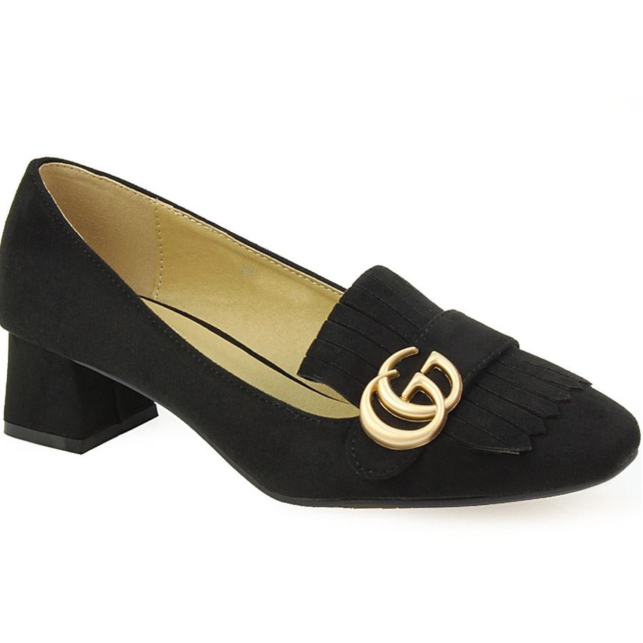Γυναικεία loafers με διακοσμητικά κρόσσια Μαύρο