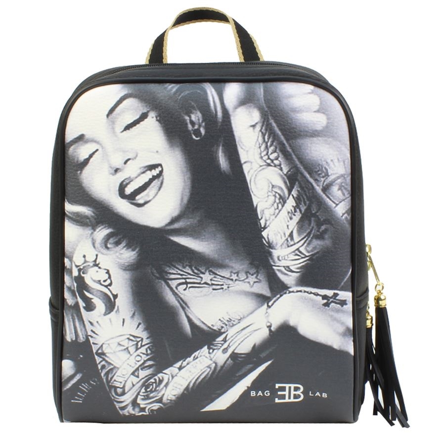 Γυναικεία σακίδια πλάτης με Marilyn με tattoo Μαύρο