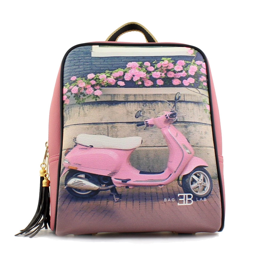 Γυναικεία σακίδια πλάτης με print pink vespa Ροζ
