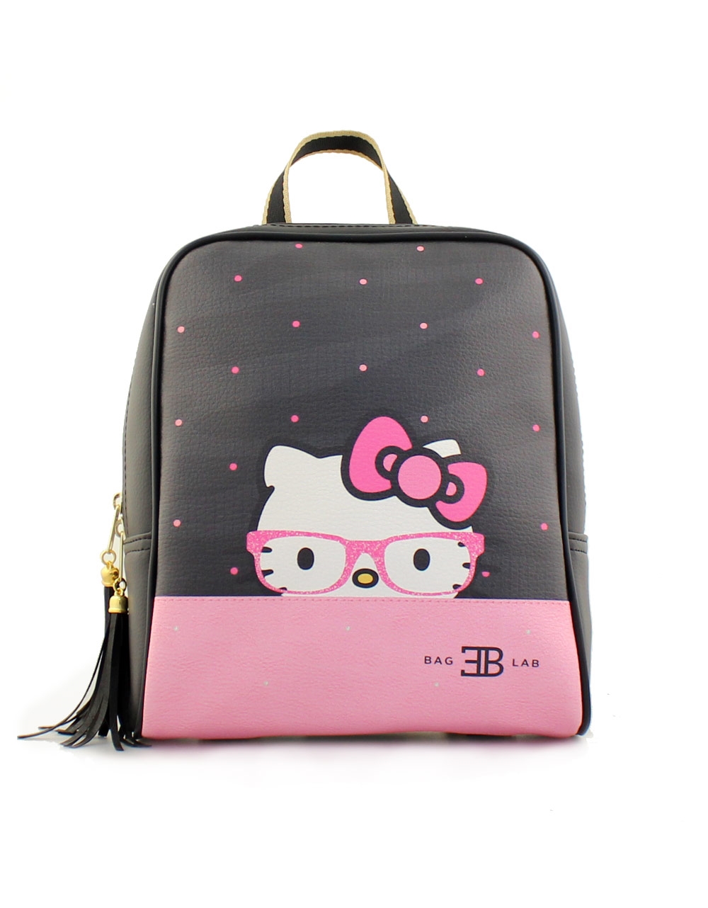 Γυναικεία σακίδια πλάτης πουά με Hello Kitty Μαύρο