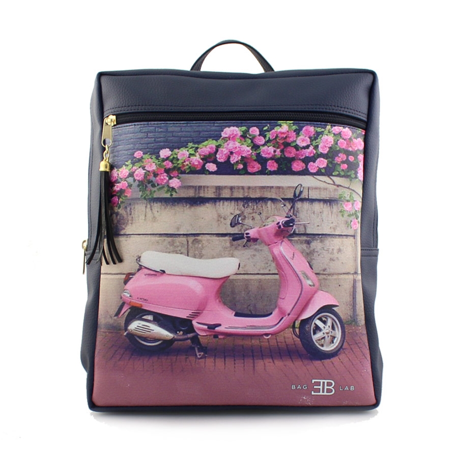 Γυναικεία σακίδια πλάτης με print pink vespa Navy