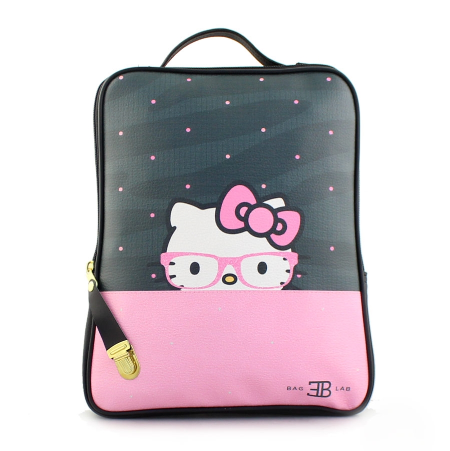 Γυναικεία σακίδια πλάτης πουά με Hello Kitty Μαύρο