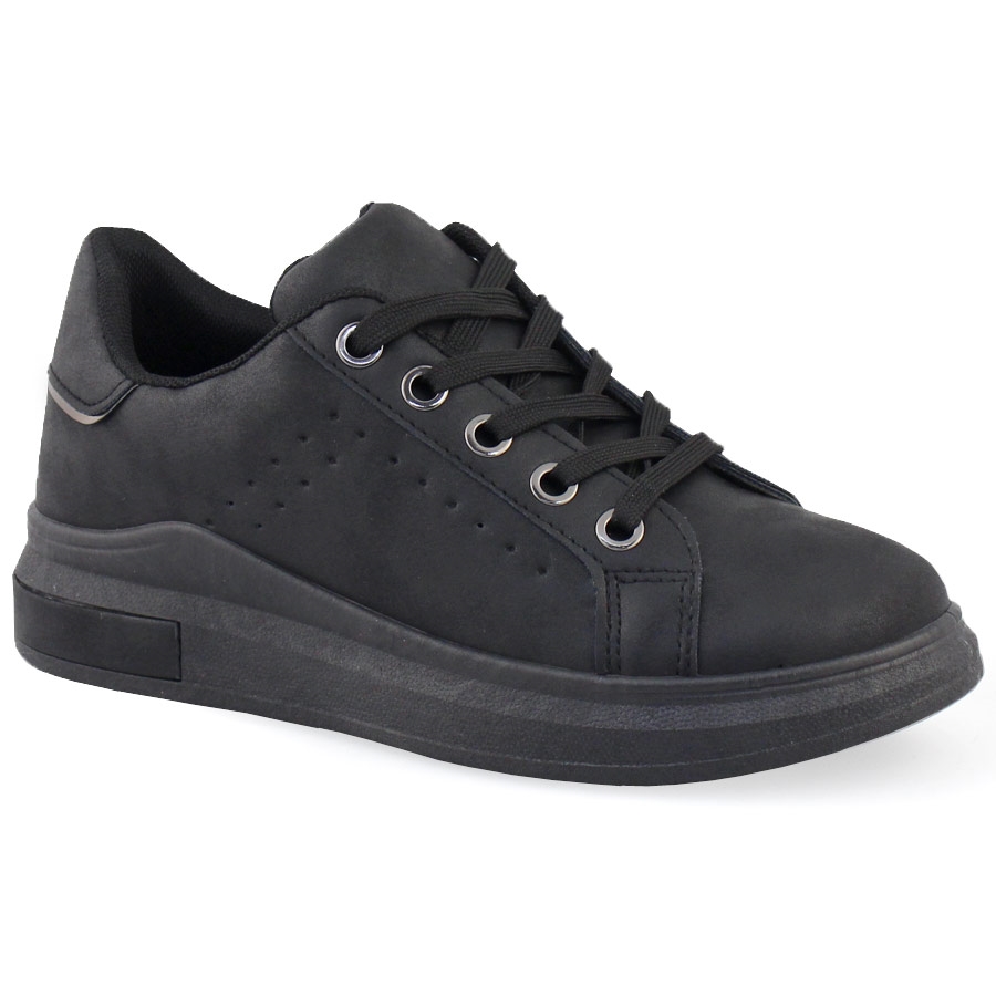 Γυναικεία sneakers μονόχρωμα με λεπτομέρεια Μαύρο