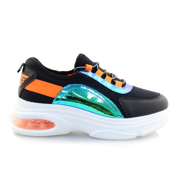 Γυναικεία sneakers με μεταλλιζέ λεπτομέρειες Μαύρο