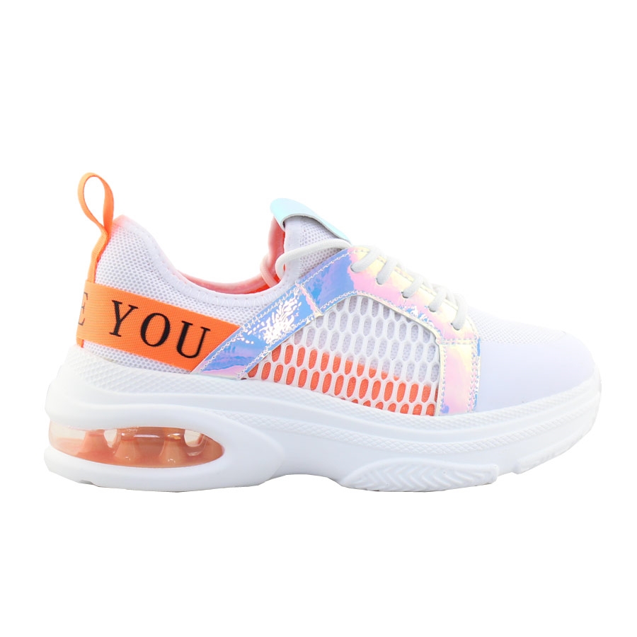 Γυναικεία sneakers με μεταλλιζέ λεπτομέρειες Λευκό