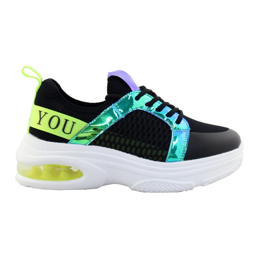 Γυναικεία sneakers με μεταλλιζέ λεπτομέρειες Μαύρο