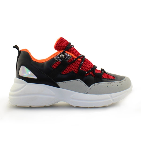 Γυναικεία sneakers με ριγέ κορδόνια Μαύρο