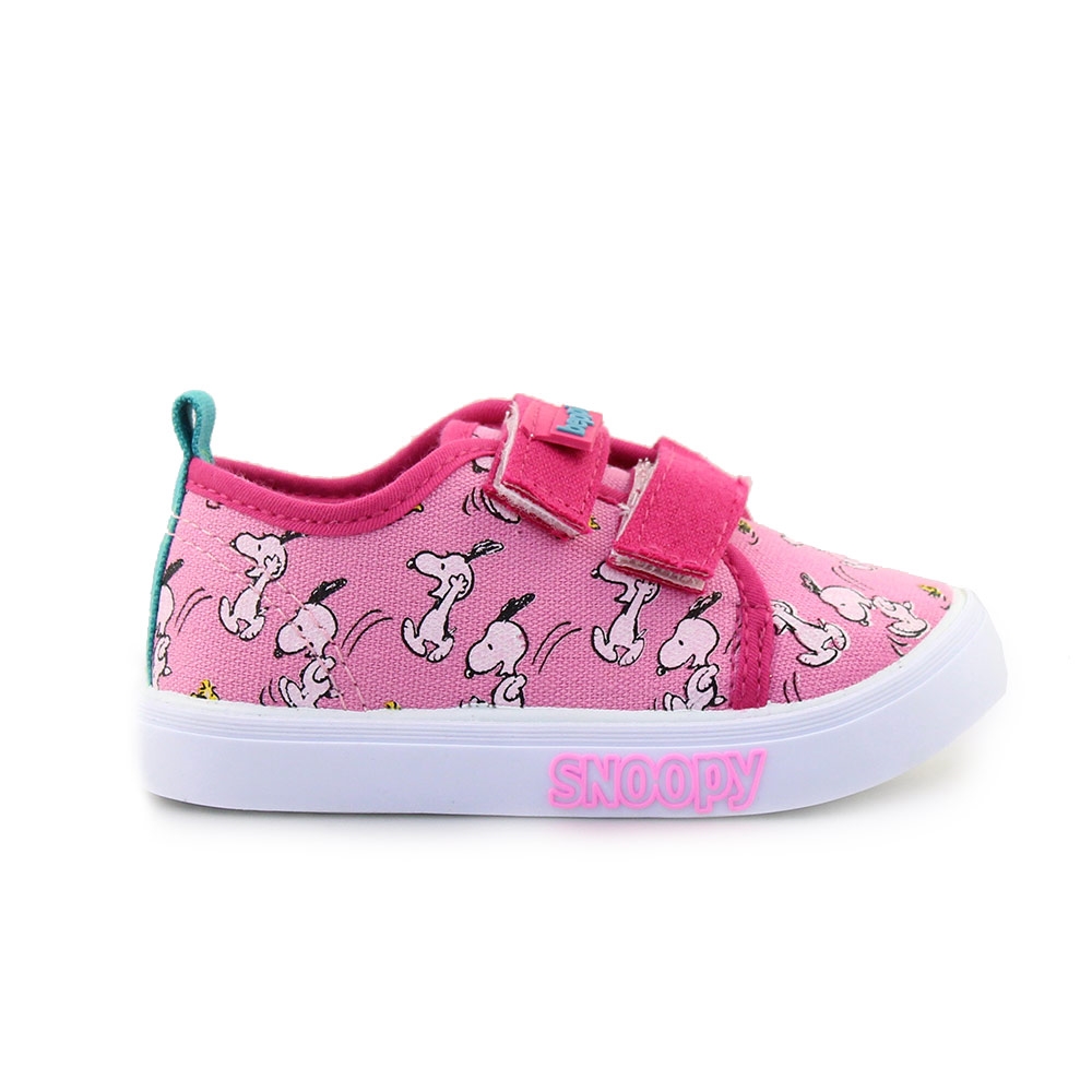 Παιδικά sneakers Snoopy με αυτοκόλλητα Φούξια