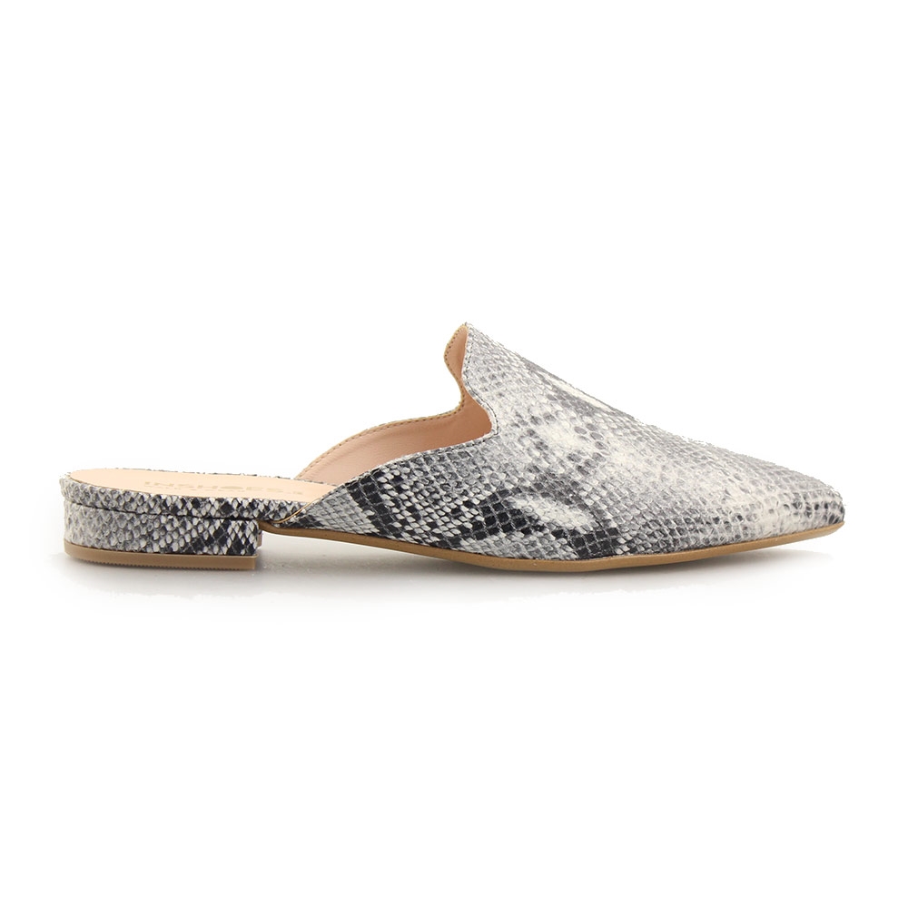 Γυναικεία mules snake skin Λευκό