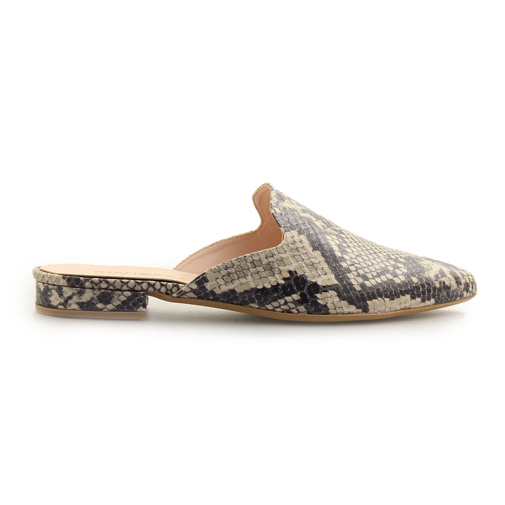 Γυναικεία mules snake skin Μπεζ