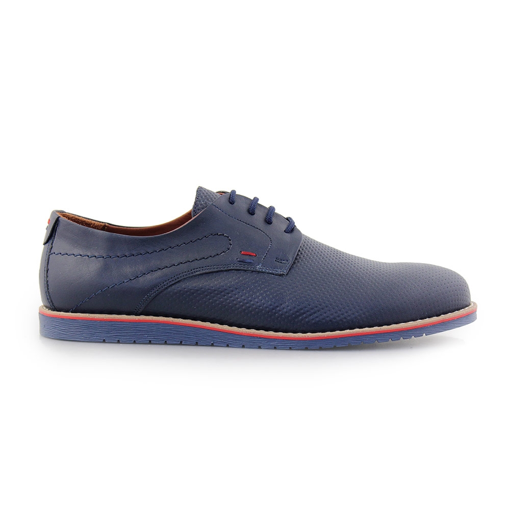 Ανδρικά loafers δερμάτινα με ανάγλυφο σχέδιο Μπλε