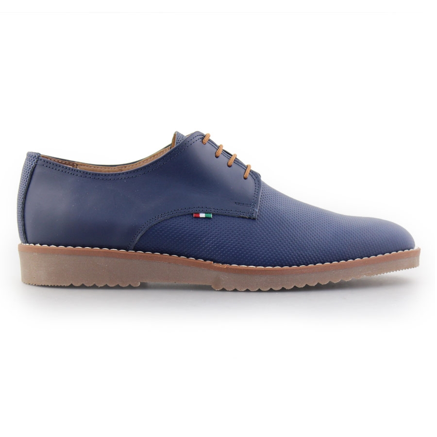 Ανδρικά loafers δερμάτινα με ανάγλυφο σχέδιο Μπλε