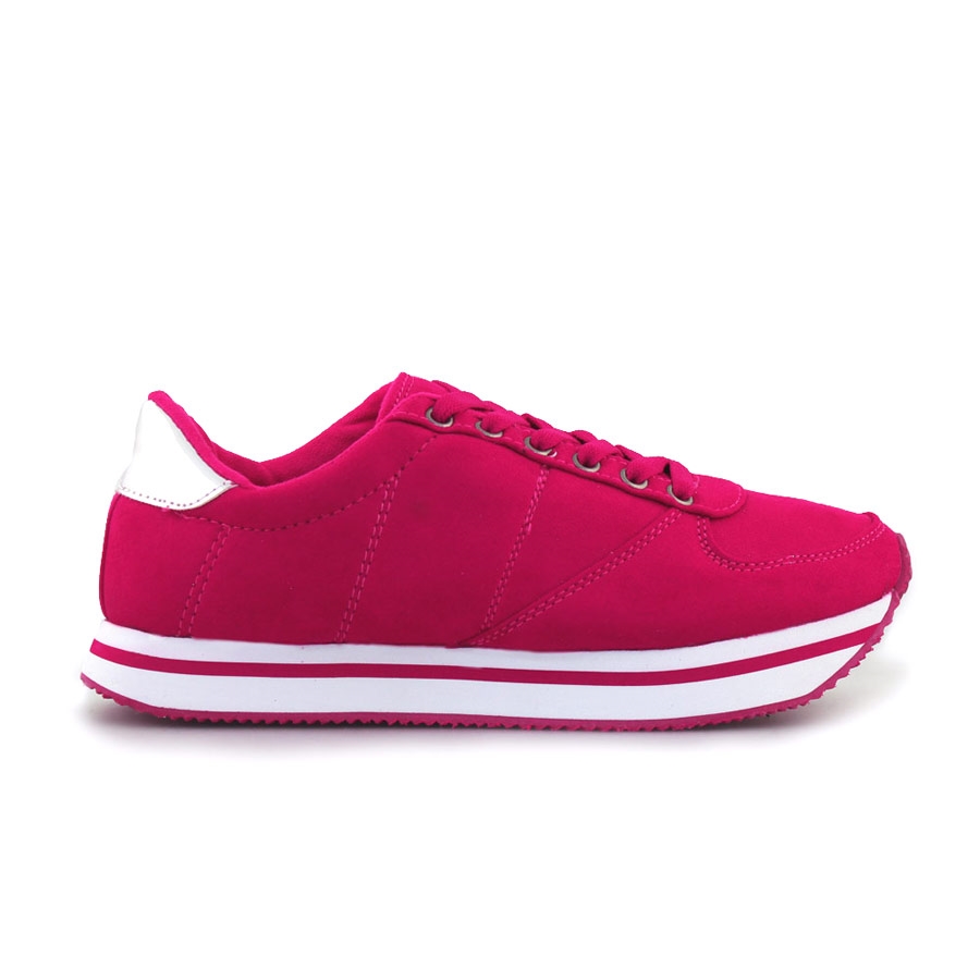 Γυναικεία sneakers με ρίγα στη σόλα Φούξια