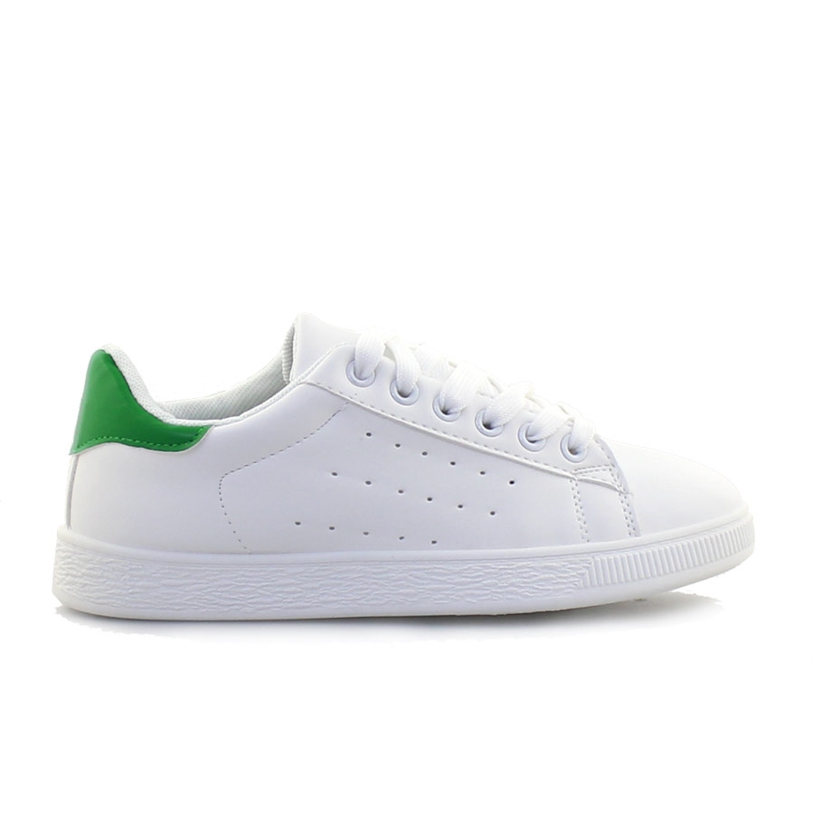 Γυναικεία sneakers μονόχρωμα περφορέ Λευκό/Πράσινο