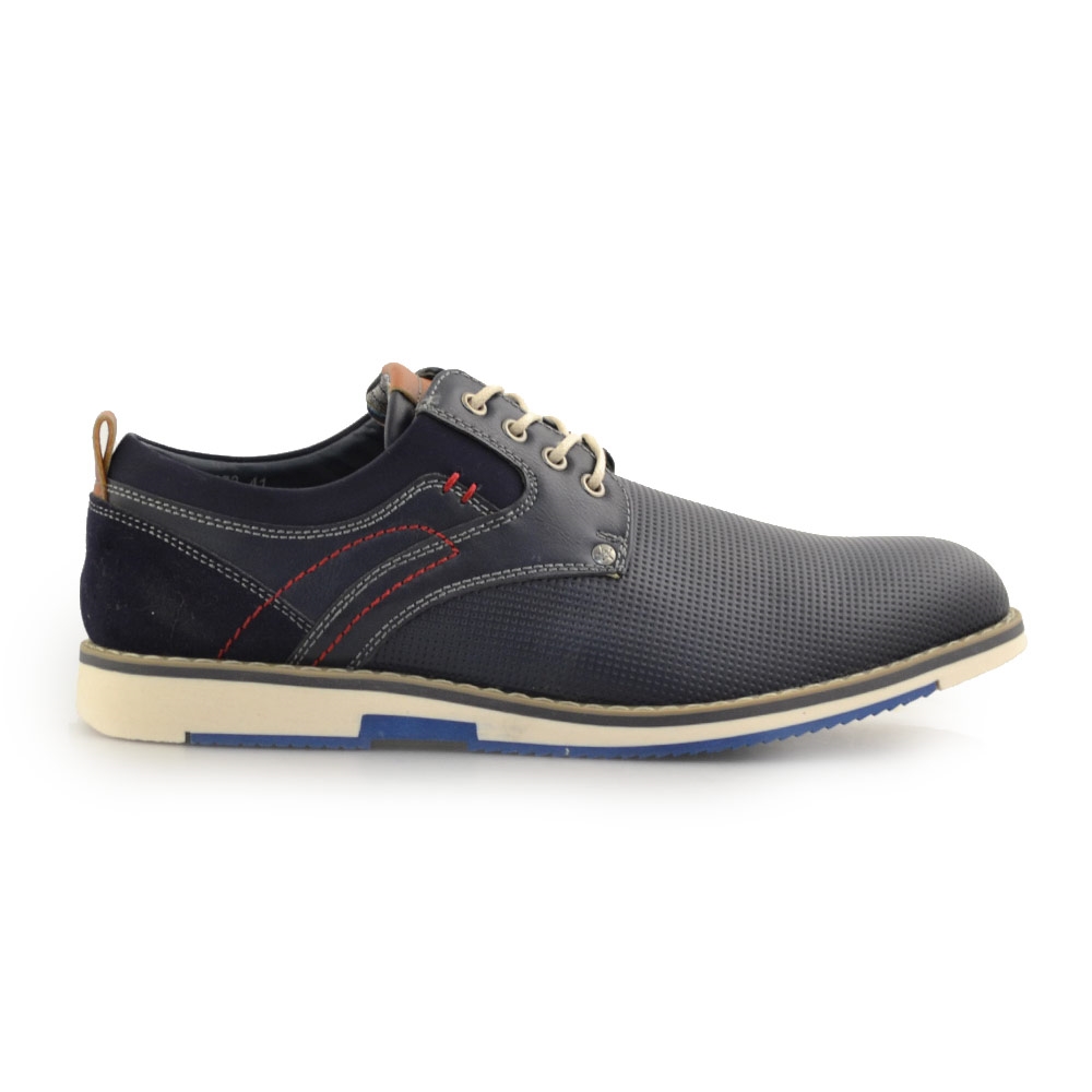 Ανδρικά loafers με ανάγλυφο μοτίβο και ραφές Navy