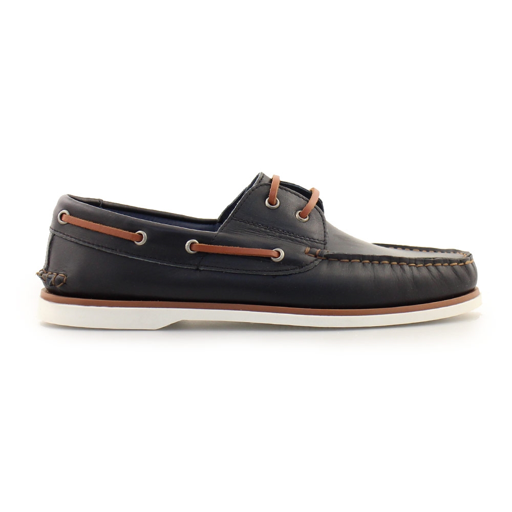 Ανδρικά δερμάτινα loafers με περιμετρικά κορδόνια Μαύρο