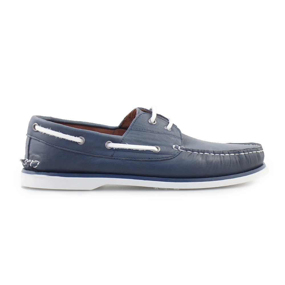 Ανδρικά δερμάτινα loafers με περιμετρικά κορδόνια Μπλε
