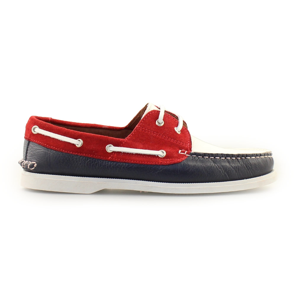 Ανδρικά δερμάτινα loafers με περιμετρικά κορδόνια Multi