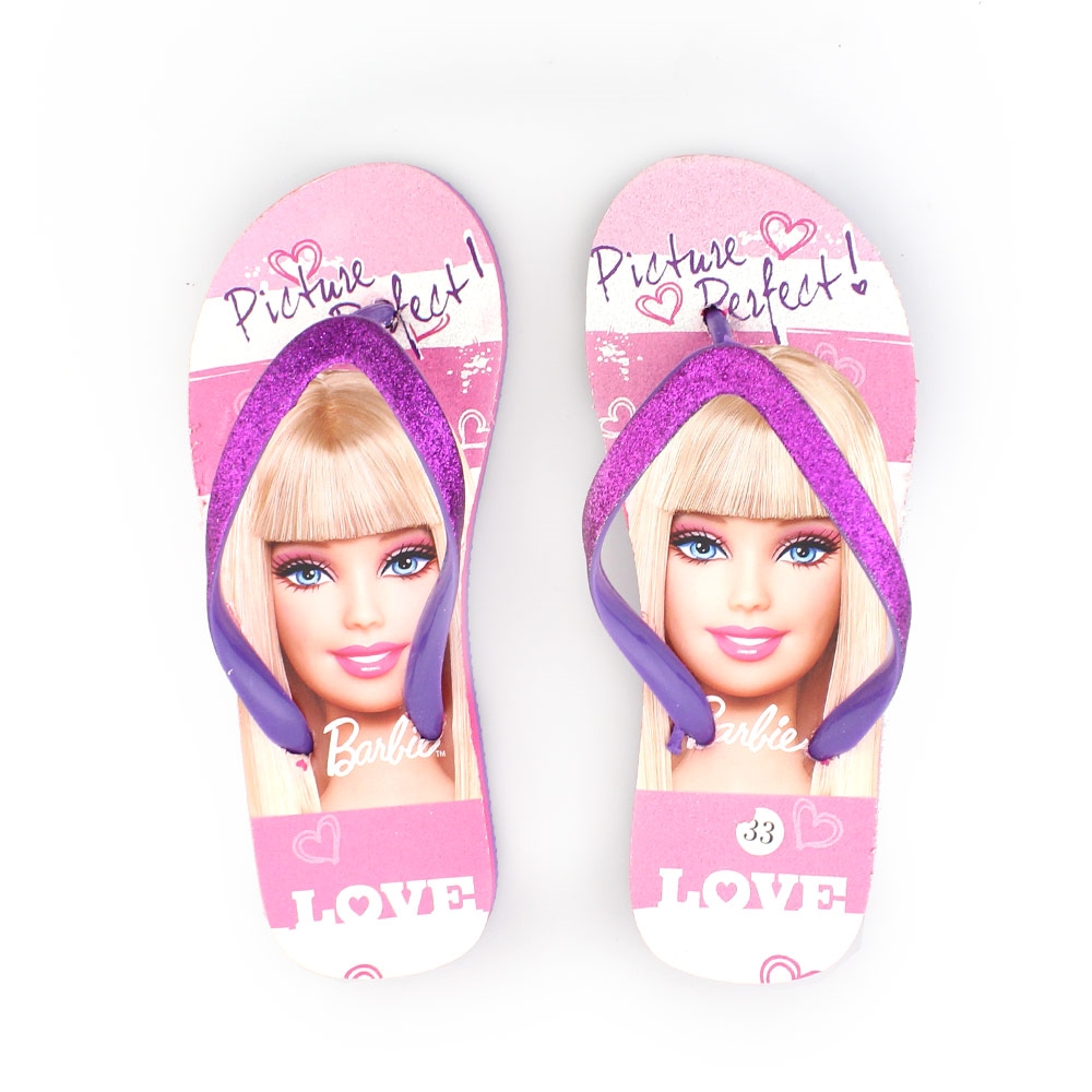 Παιδικές σαγιονάρες με print Barbie Μωβ