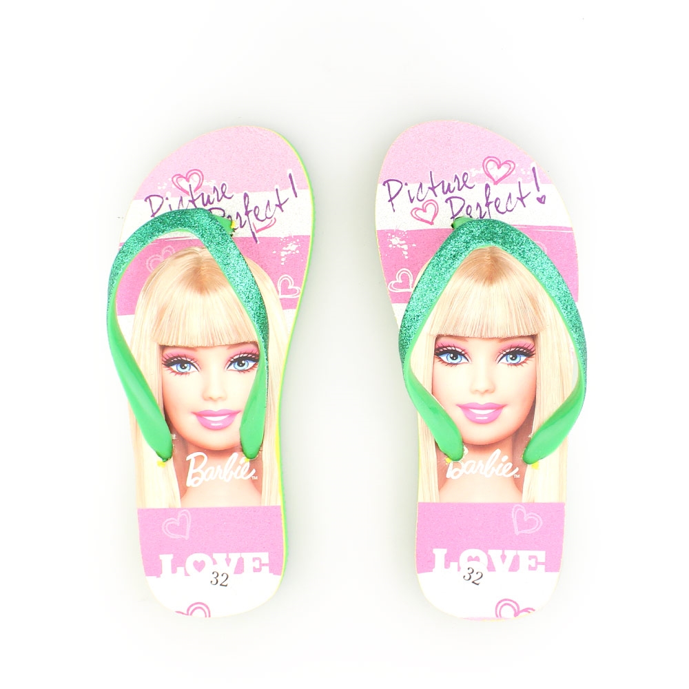 Παιδικές σαγιονάρες με print Barbie Πράσινο