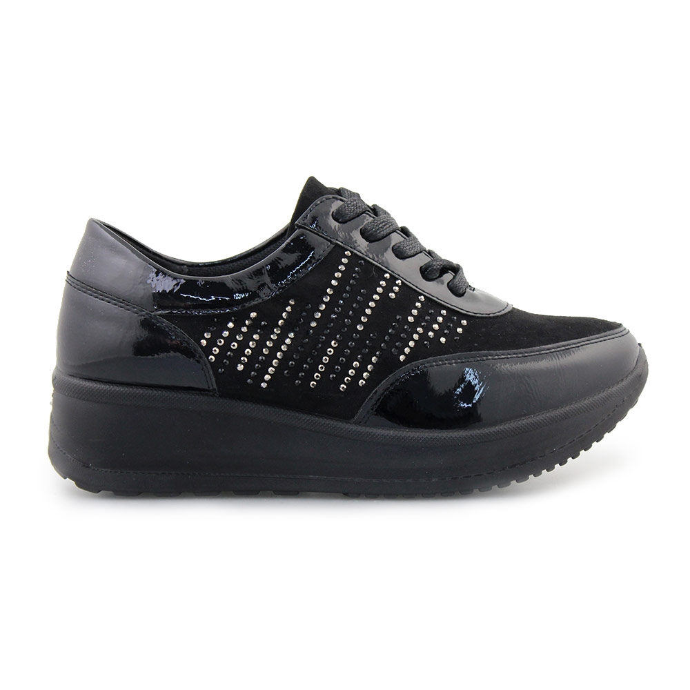 Γυναικεία loafers με διακοσμητικά strass Μαύρο