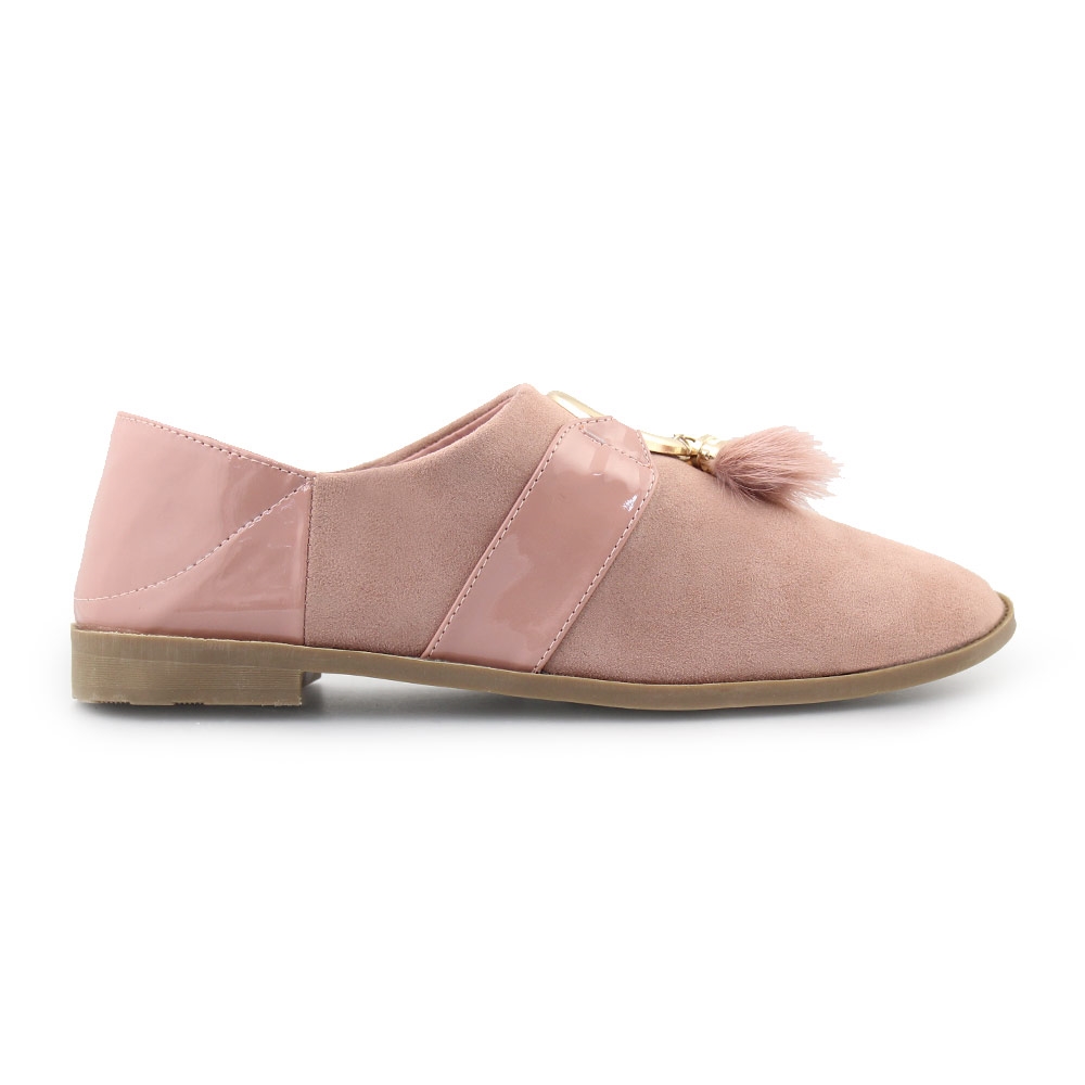 Γυναικεία loafers με διακοσμητικό κρίκο Ροζ