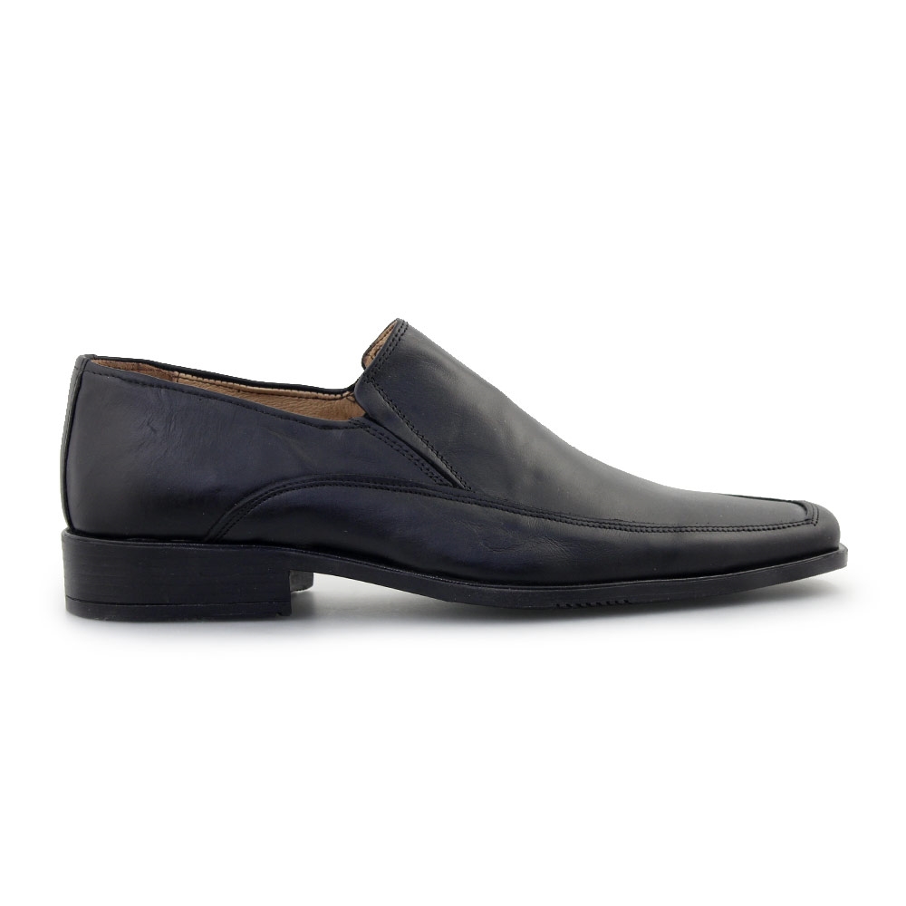 Ανδρικά δερμάτινα loafers σε τετράγωνη γραμμή Μαύρο
