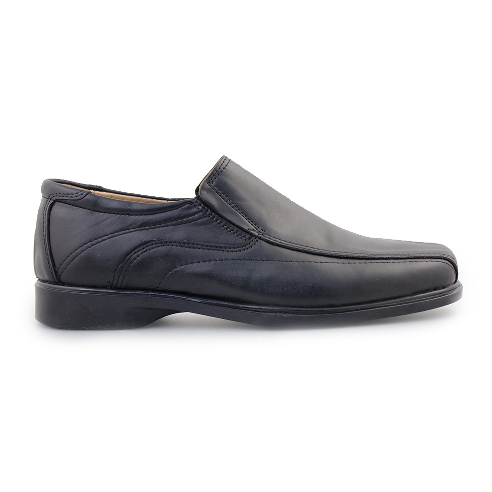 Ανδρικά δερμάτινα loafers με κυματιστά γαζιά Μαύρο